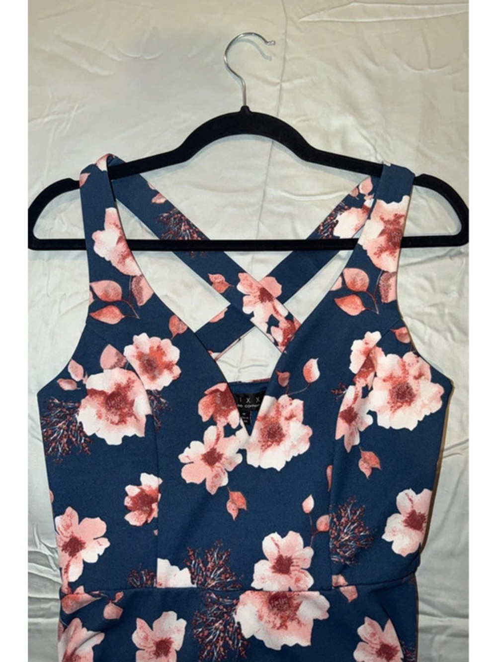 Trixxi Navy Blue Floral Fit & Flare Dress – Size Medium